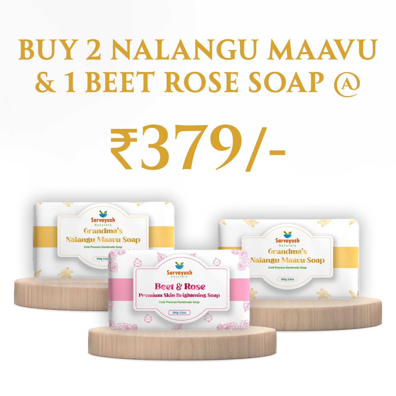 Buy 2 Nalangu Maavu Soap & 1 Beet Rose Soap Combo